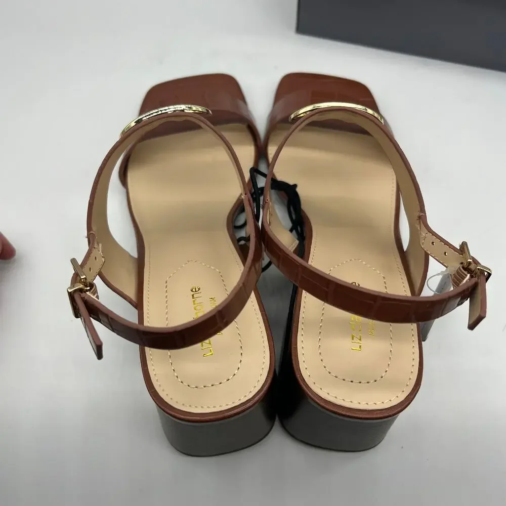 Liz Claiborne Womens Portola Heeled Sandals Cognac Brown Size 10M